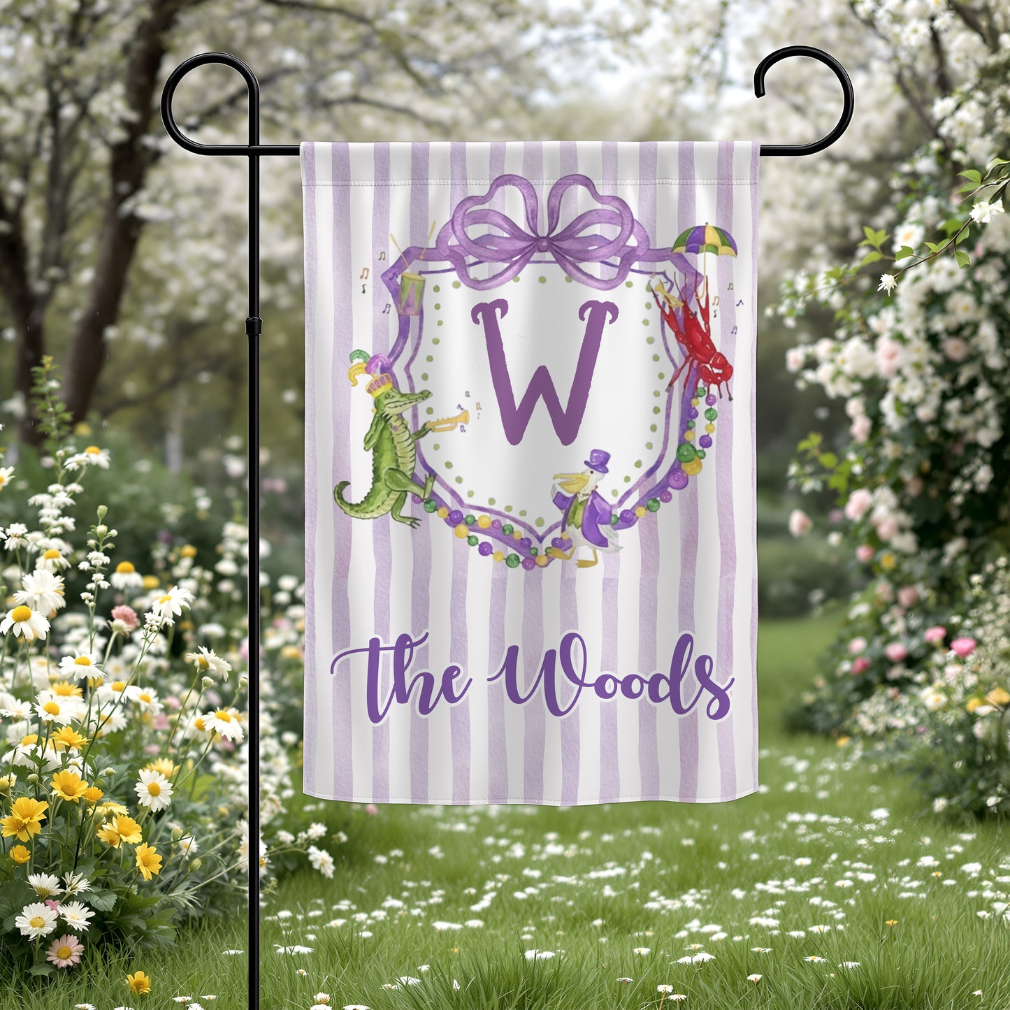 Personalized Mardi Gras Garden Flag