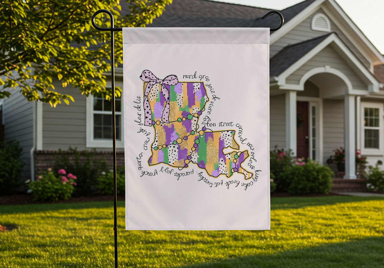 Mardi Gras Louisiana Garden Flag