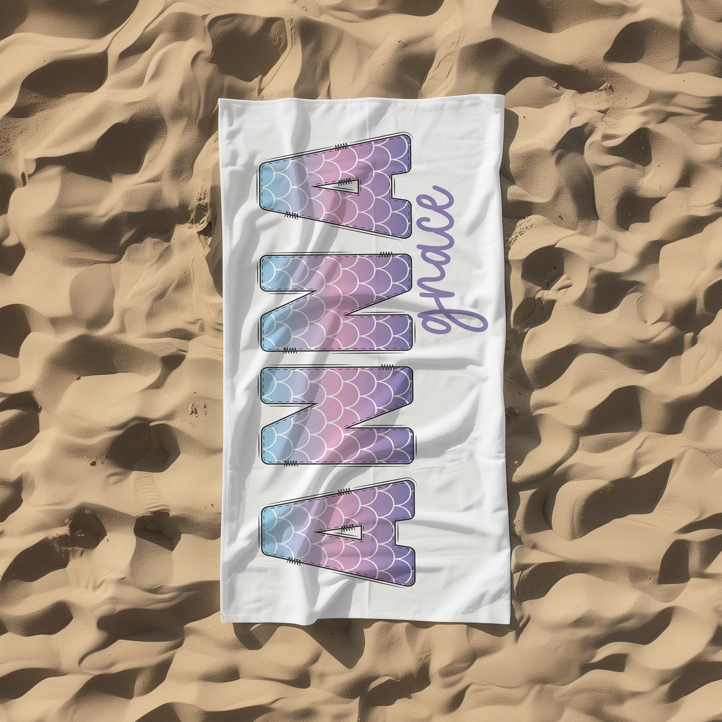 Personalized Mermaid Name Beach Towel