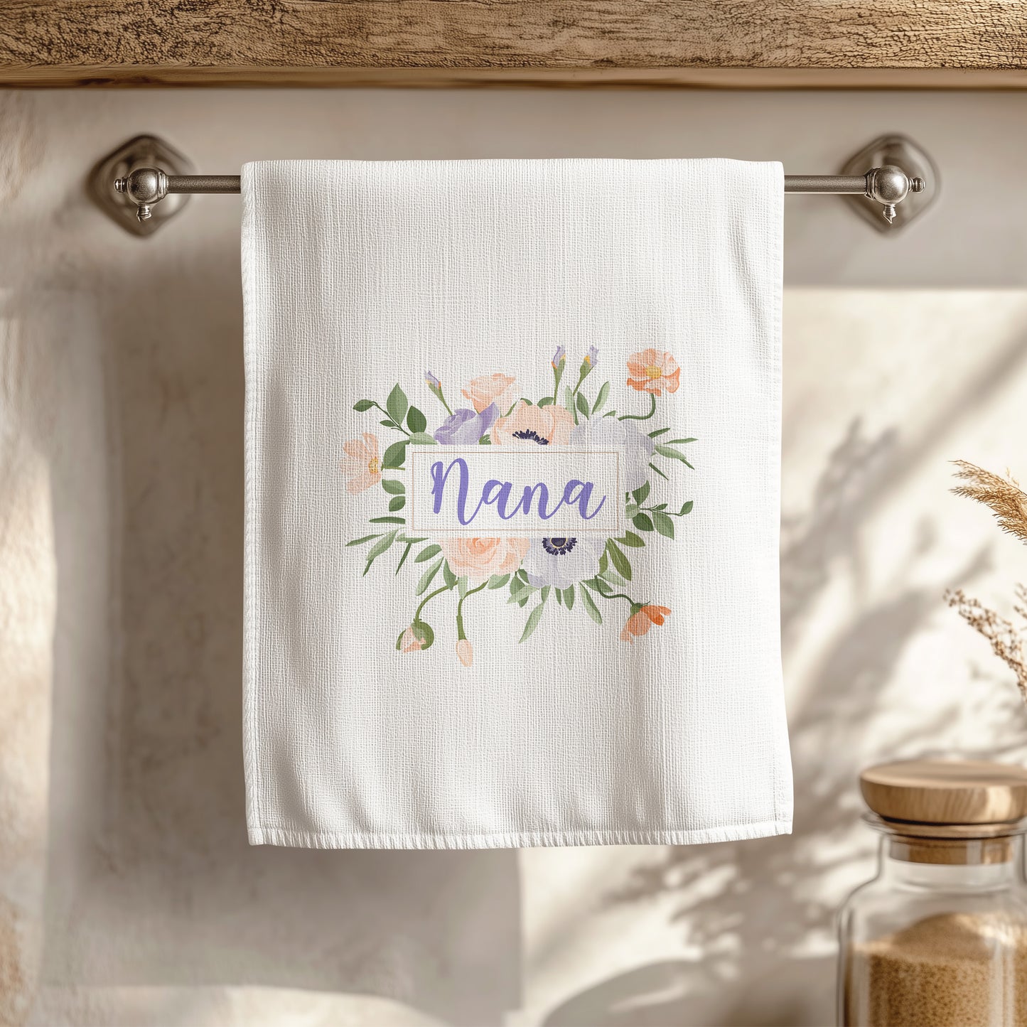 Personalized Floral Tea Towel