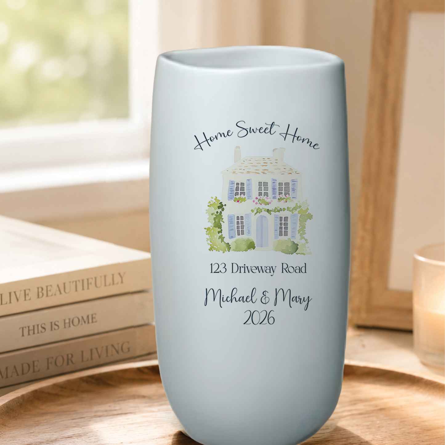 Personalized First Home Gift Flower Vase, Custom for New Home Occasion, Housewarming Gift, Realtor Closing Gift for Couple
