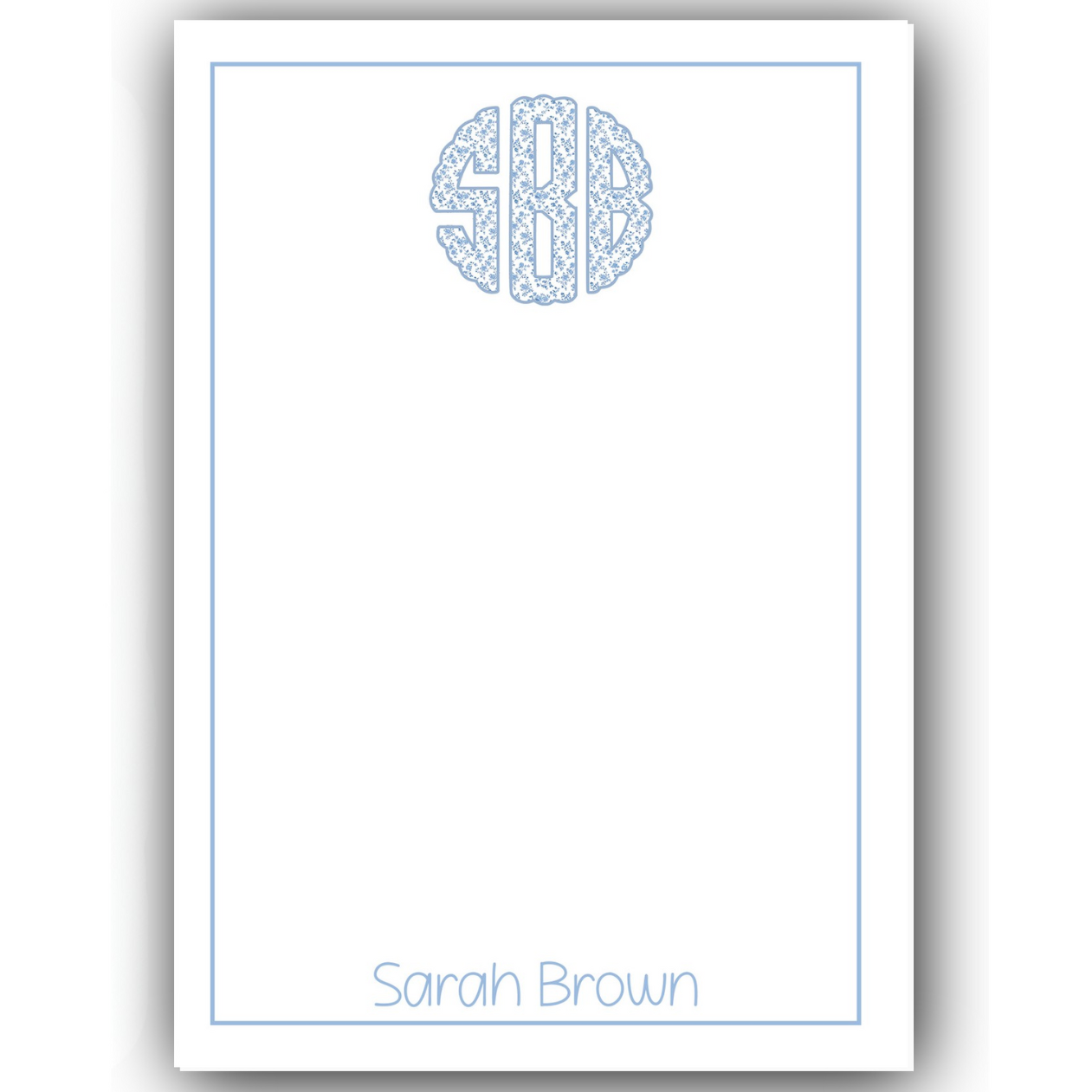 Monogrammed Blue Toile Notepad