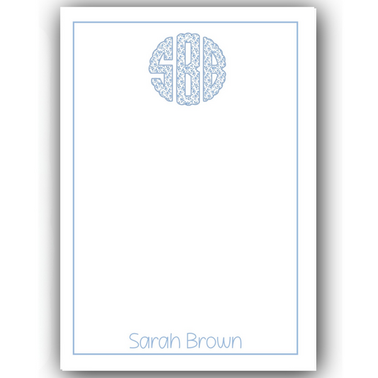 Monogrammed Blue Toile Notepad
