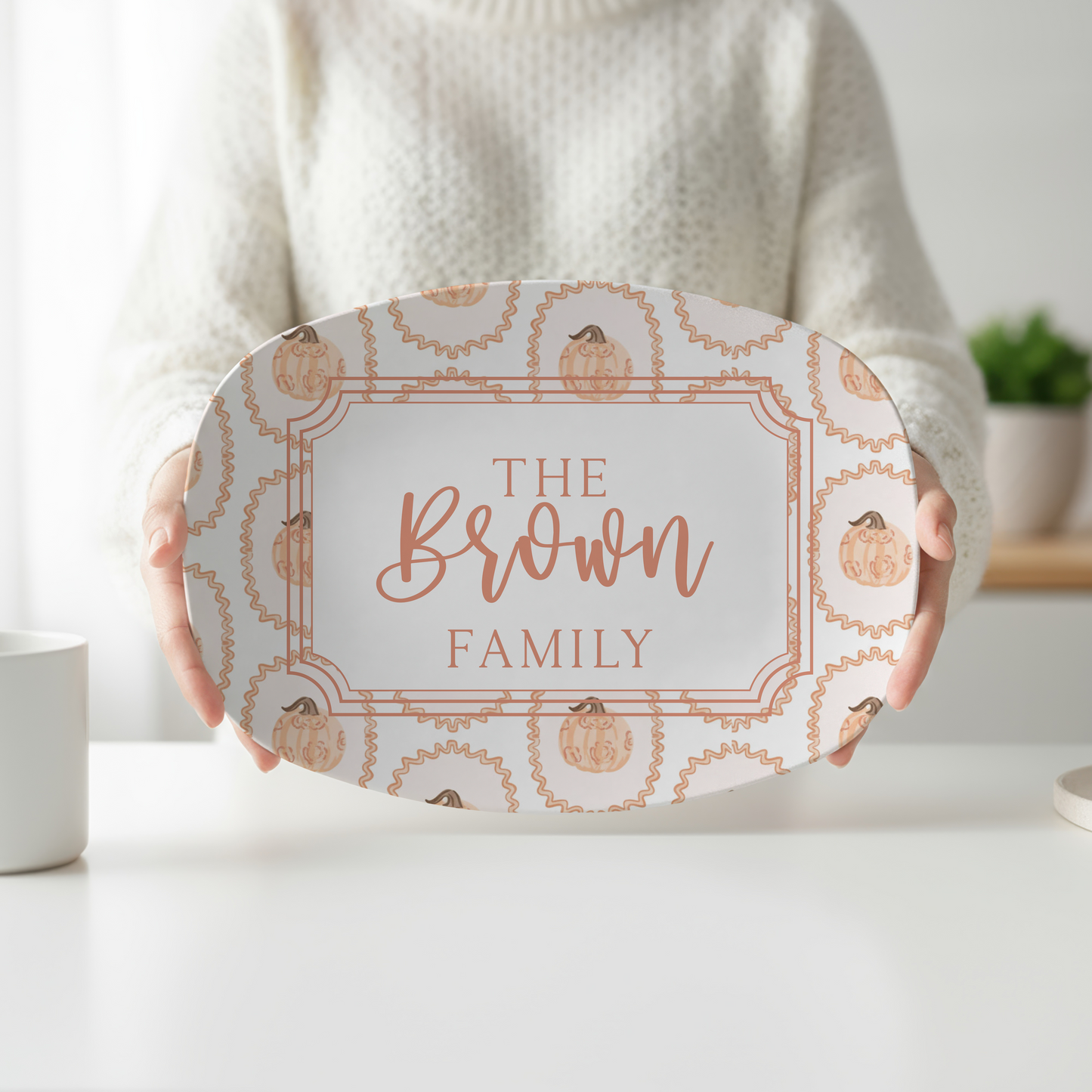Personalized Pumpkin Serving Platter | Custom Family Name Platter | Fall Harvest Serving Tray | Thanksgiving & Housewarming Gift