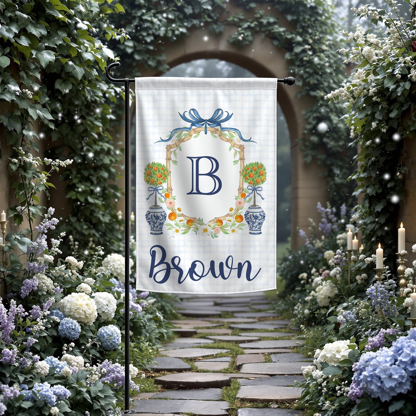 Personalized Citrus Monogram Garden Flag