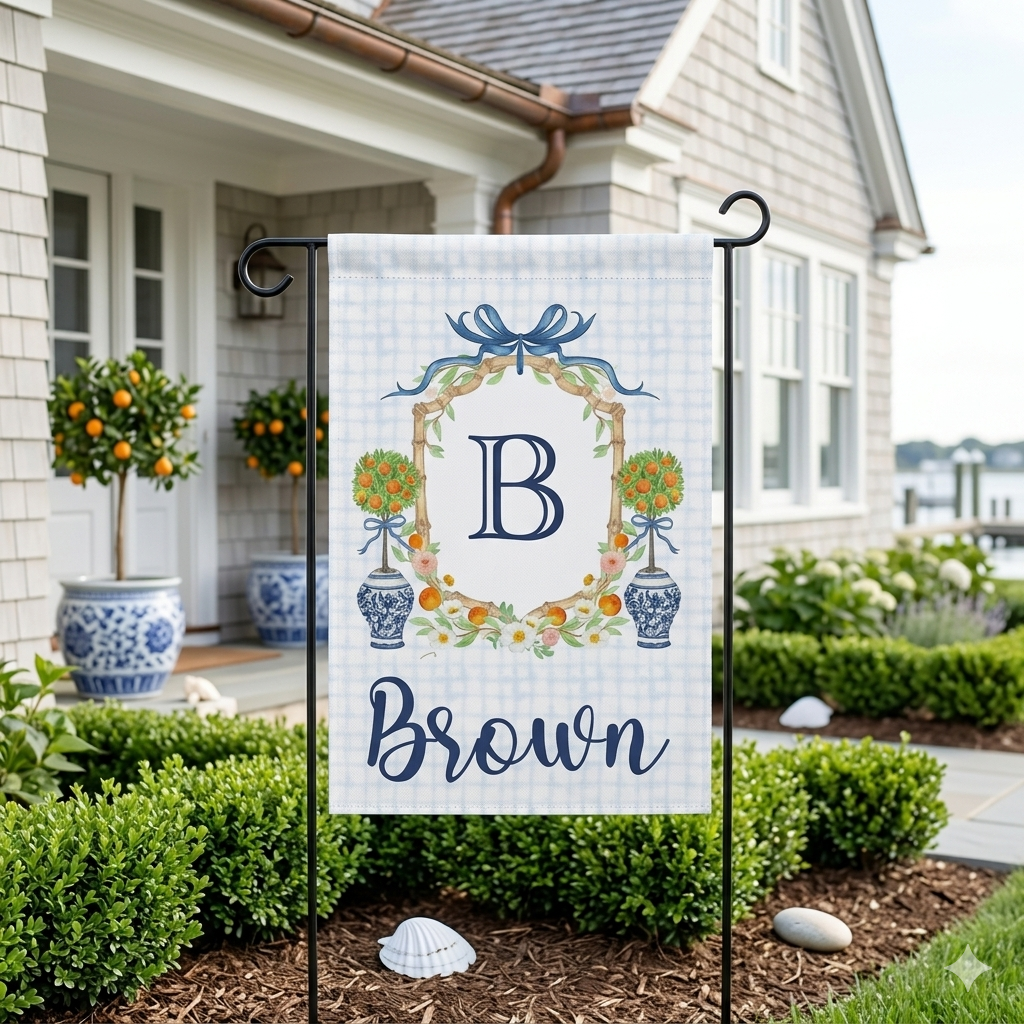 Personalized Citrus Monogram Garden Flag