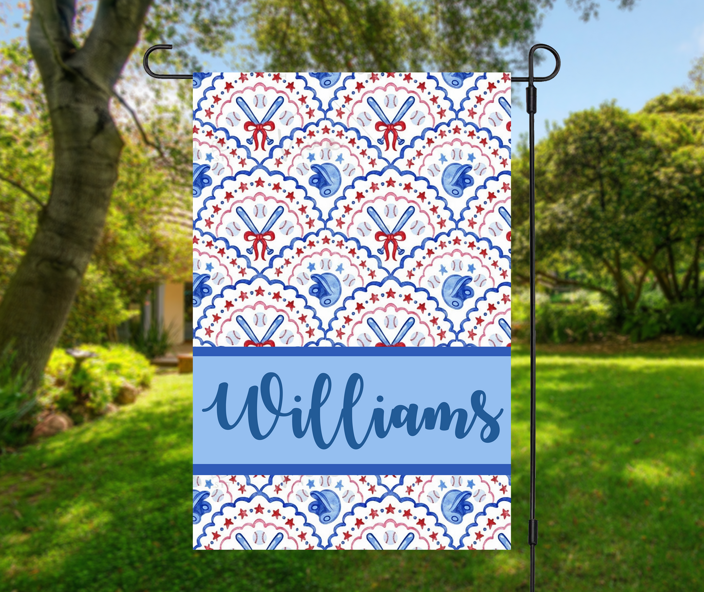 Personalized Patriotic Baseball Garden Flag