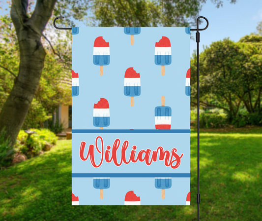 Patriotic Popsicle Garden Flag, Personalized