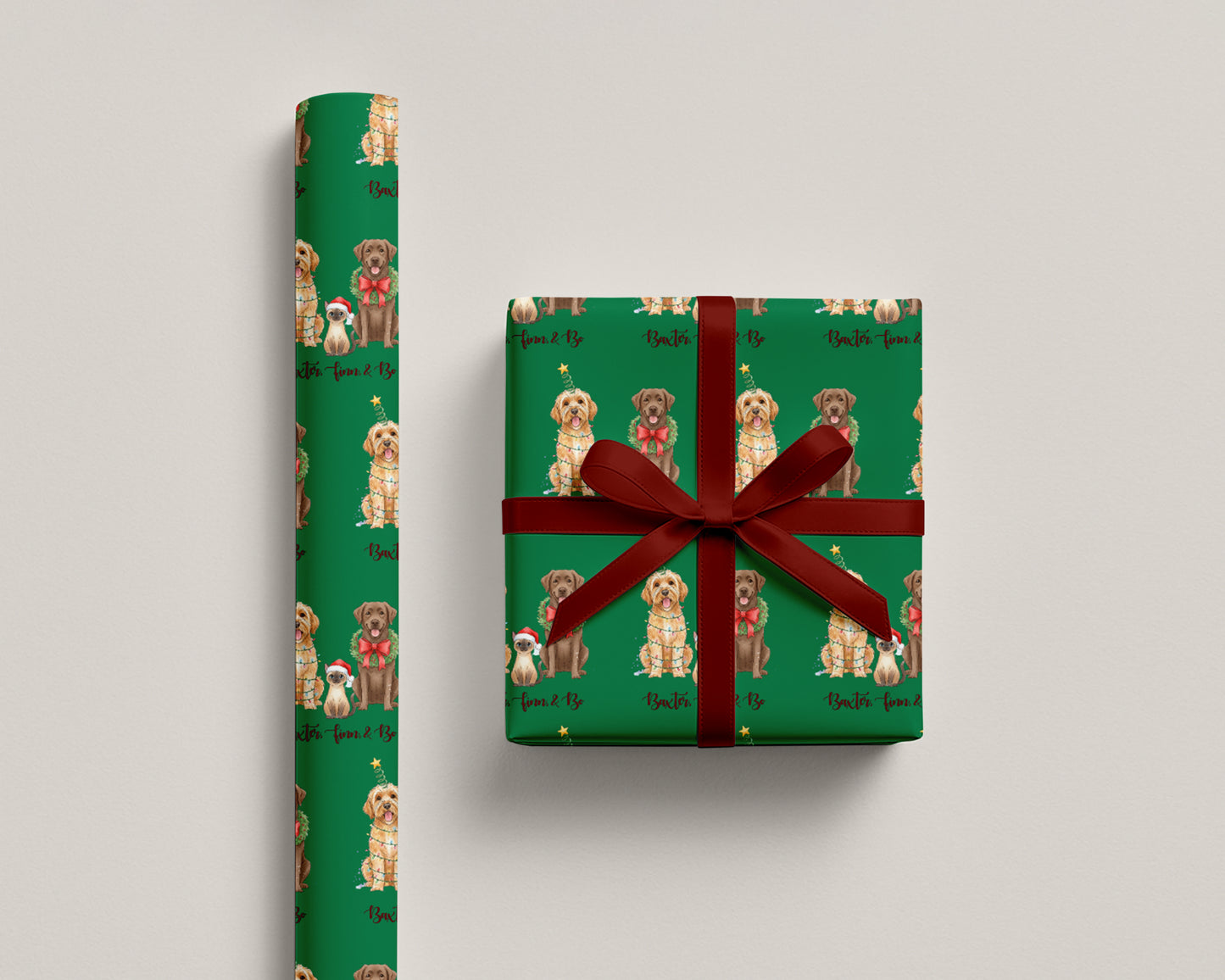 Personalized Dog Christmas Wrapping Paper