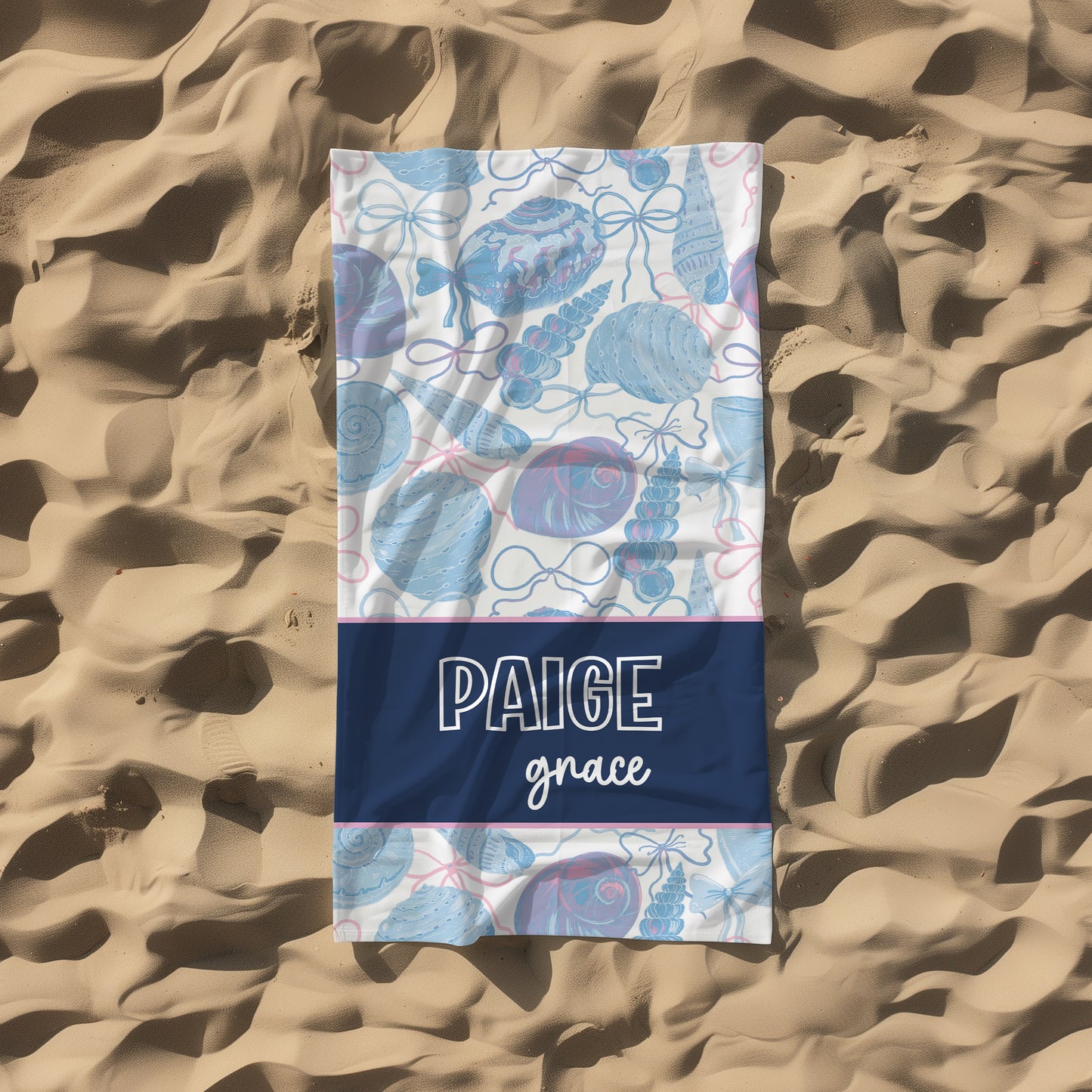 Personalized Beach Towel Seashell