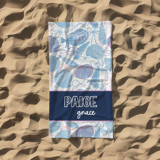 Personalized Beach Towel Seashell