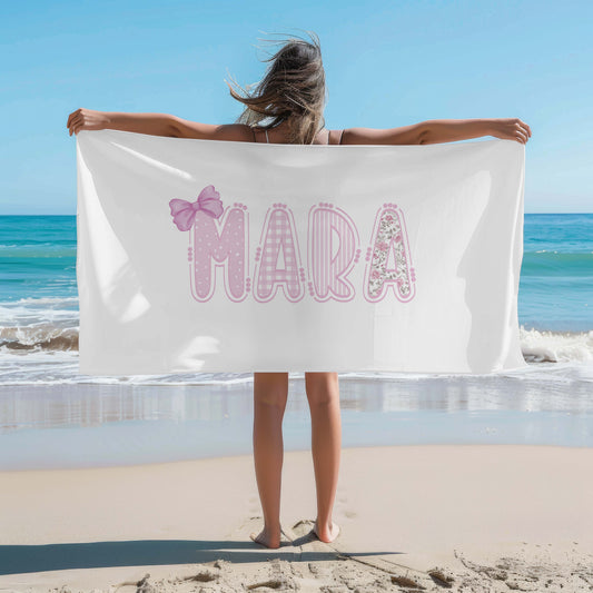 Personalized Pink Coquette Beach Towel