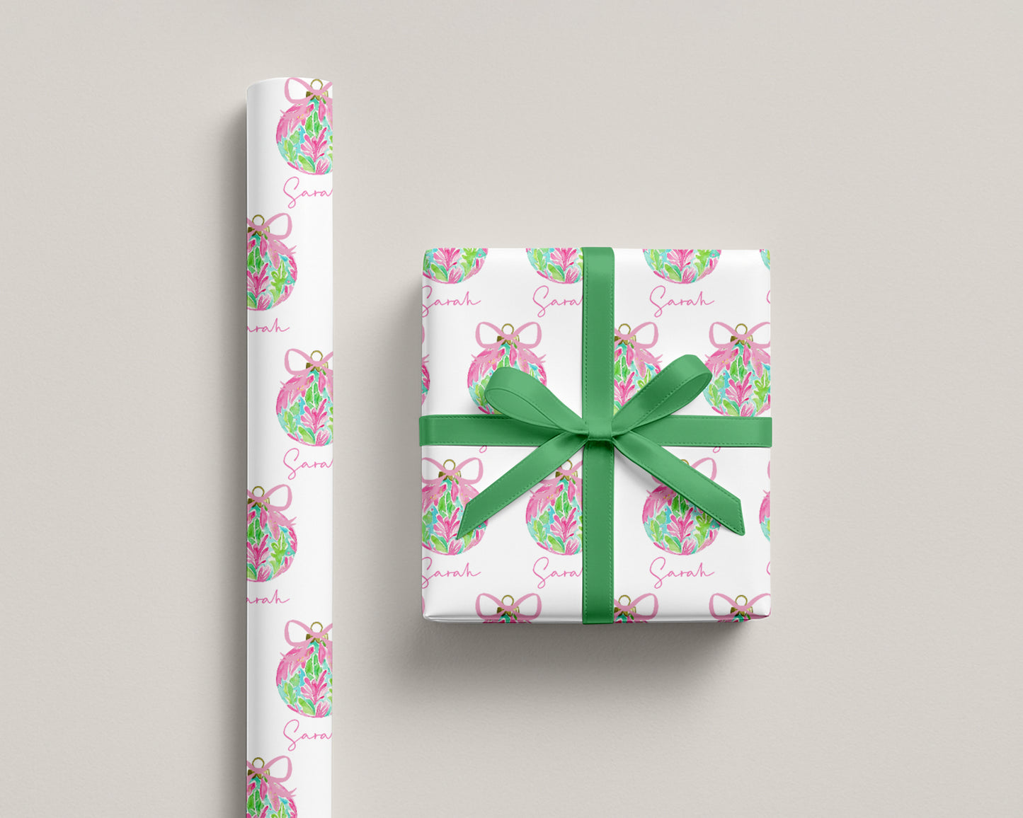 Preppy Ornament Personalized Christmas Wrapping Paper