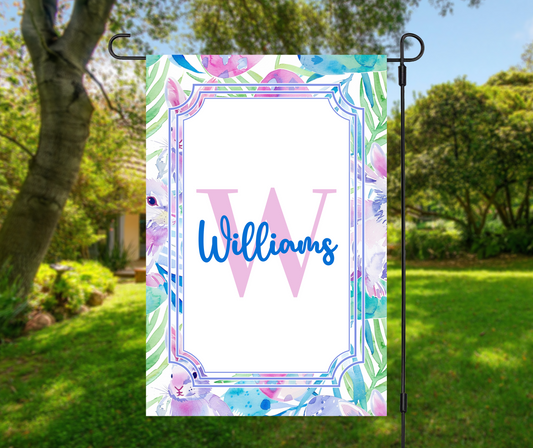 Personalized Preppy Easter Garden Flag