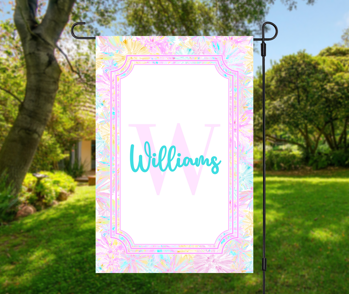Personalized Pastel Spring Floral Garden Flag