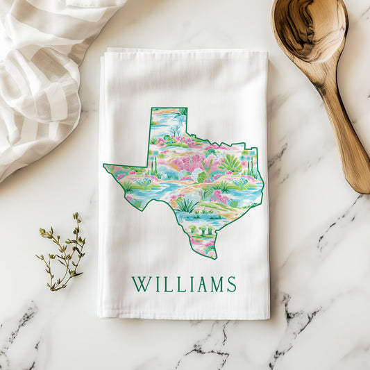 Personalized Preppy State Tea Towel