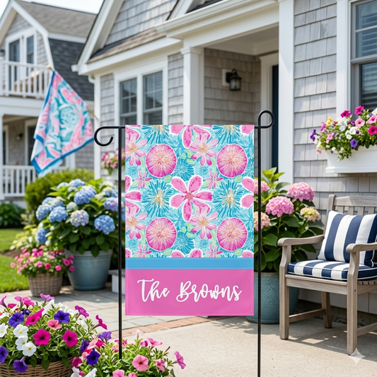 Personalized Preppy Coastal Garden Flag