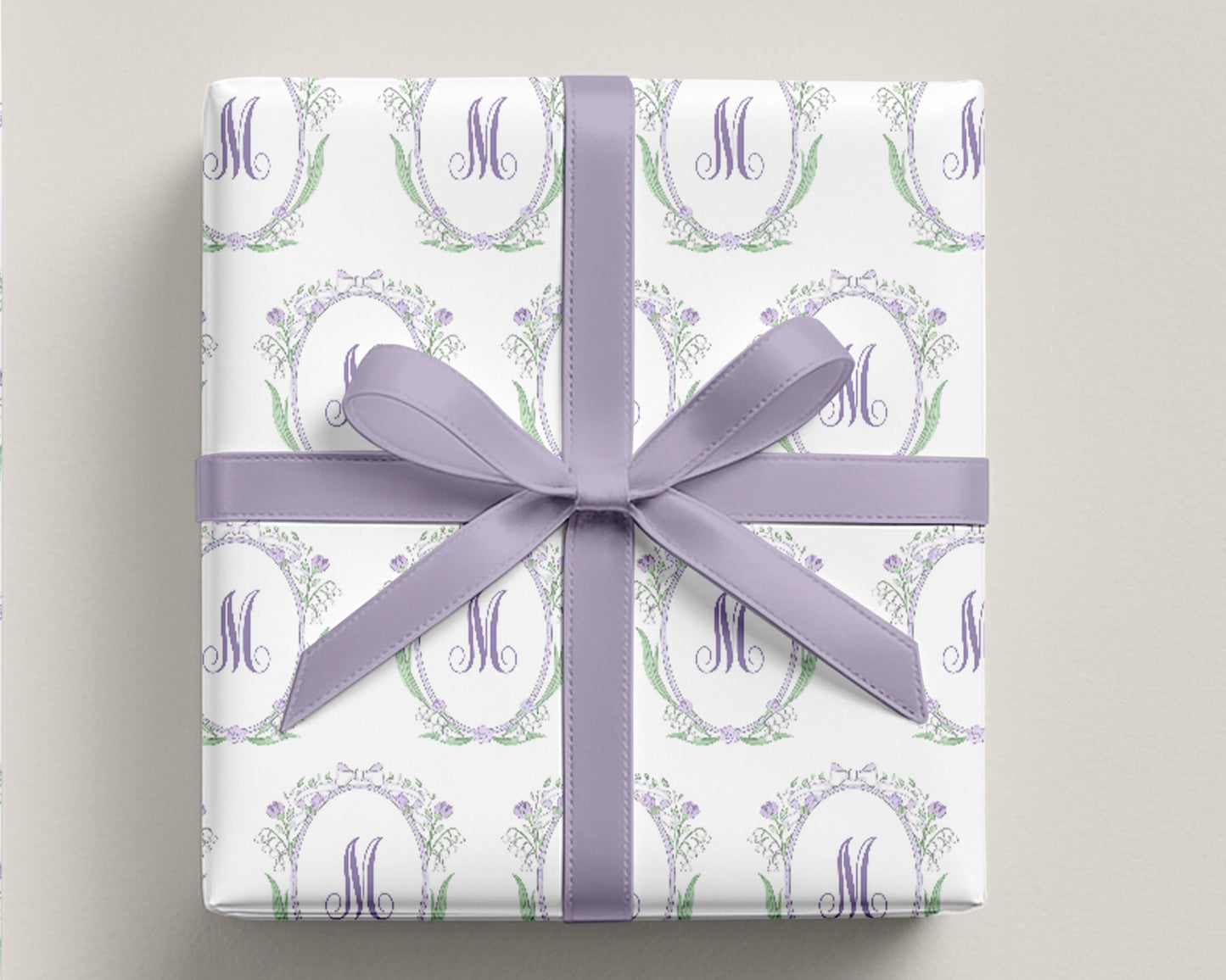 Lavender Lily of the Valley Monogram Wrapping Paper