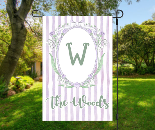 Spring Lily of Valley Monogram Garden Flag