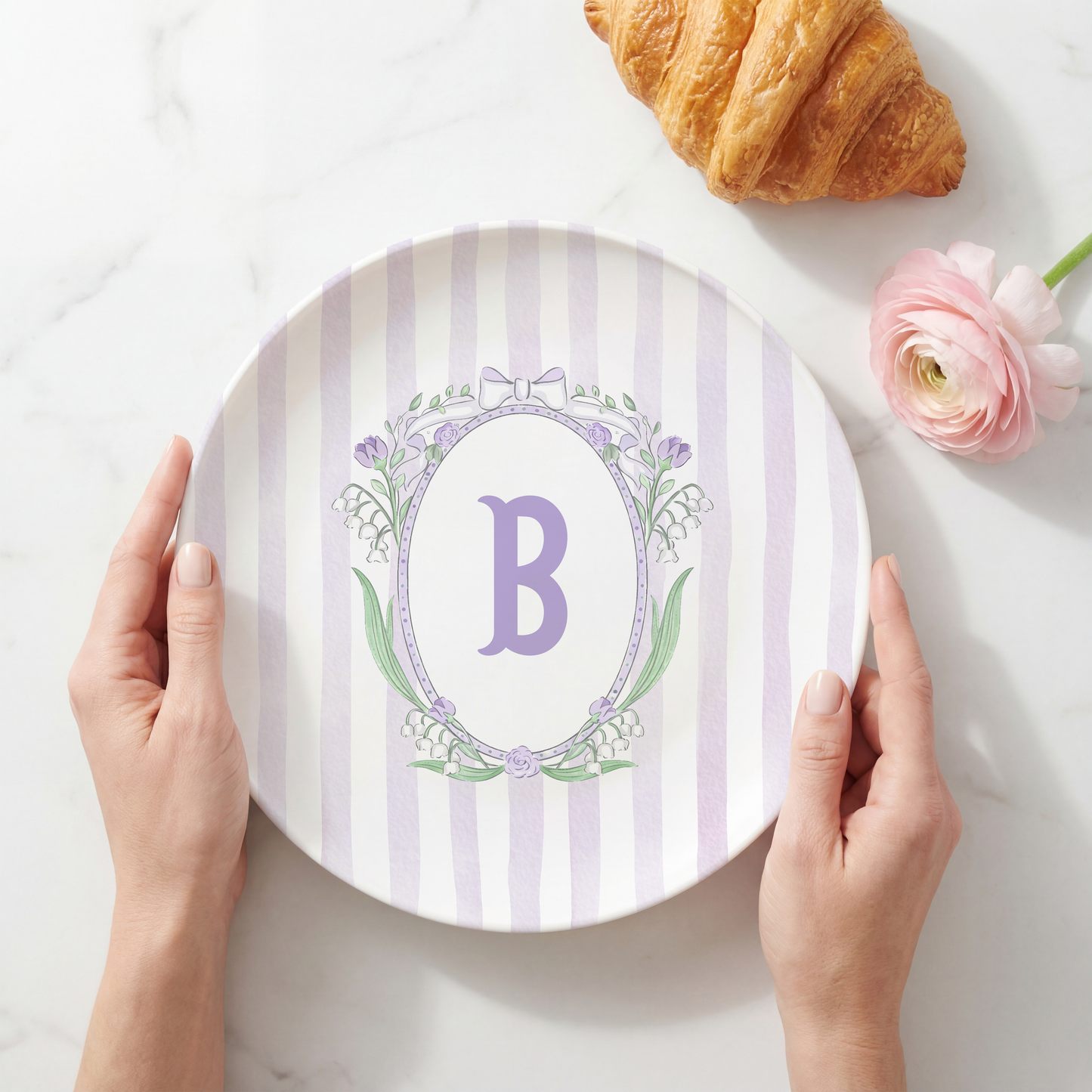 Personalized Lily of the Valley Monogram Dinner Plate