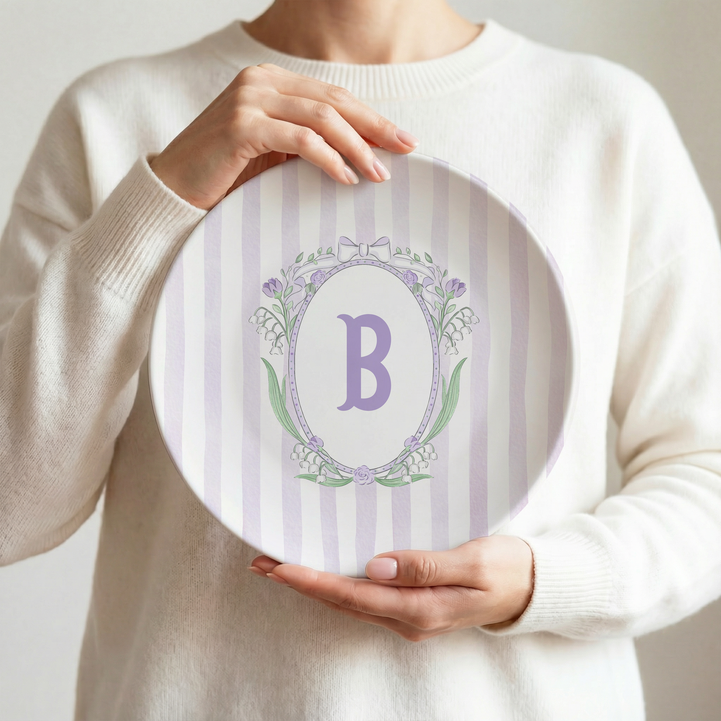 Personalized Lily of the Valley Monogram Dinner Plate