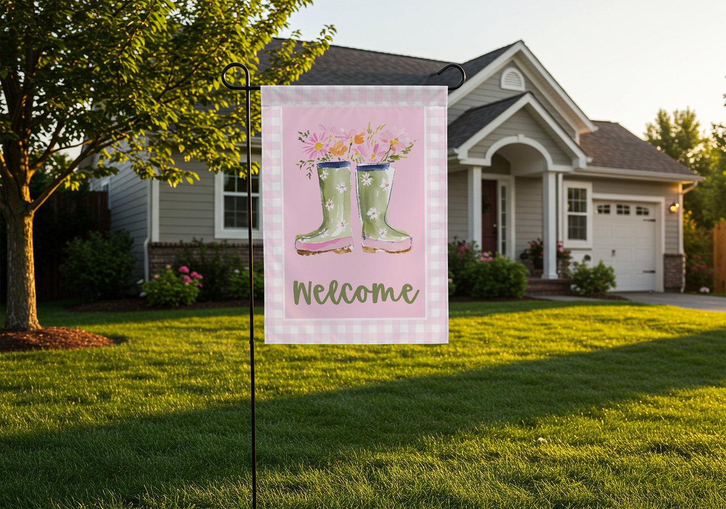 Rain Boots Welcome Garden Flag