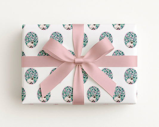 Siamese Cat Floral Wrapping Paper