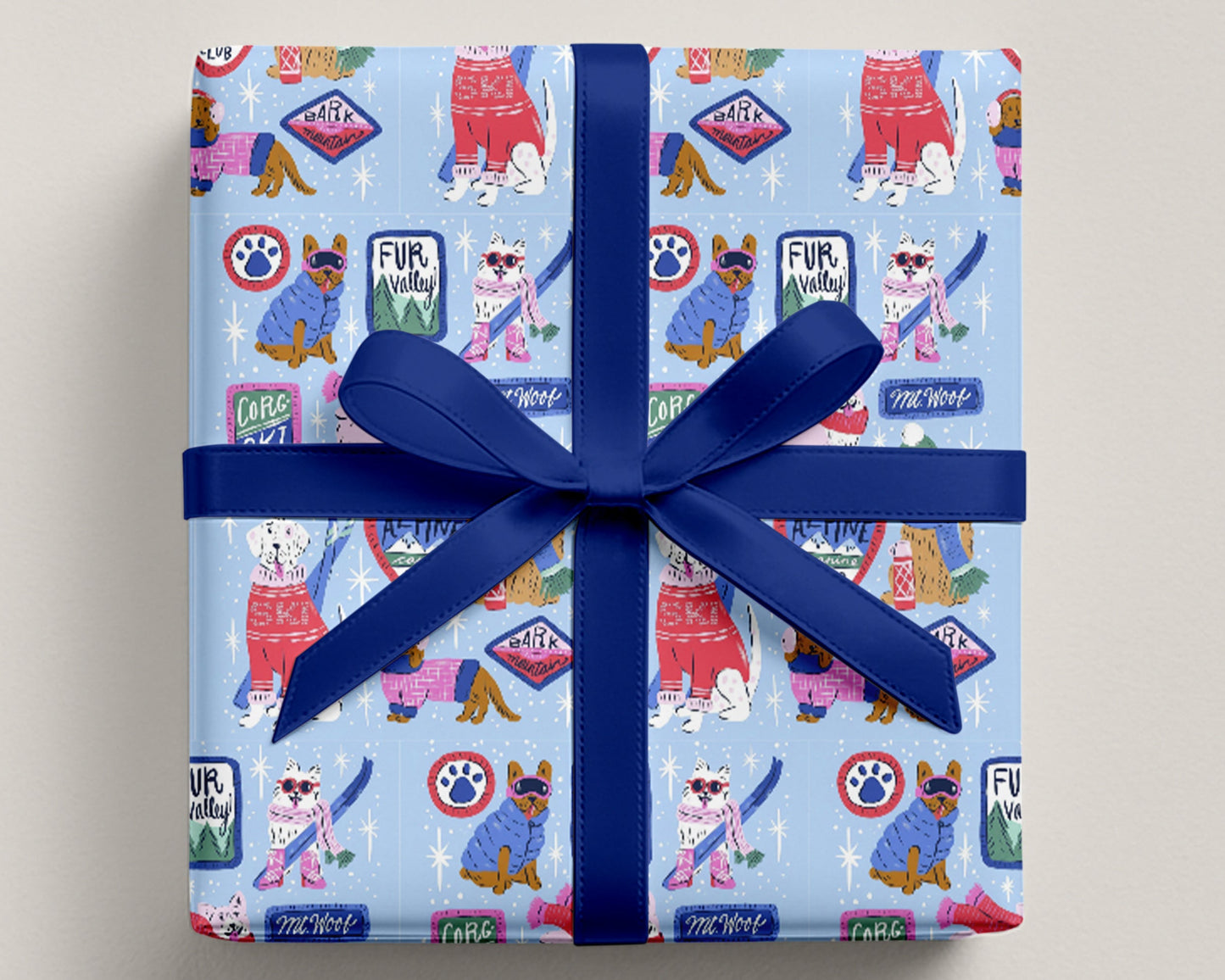 Winter Ski Lodge Dog Wrapping Paper