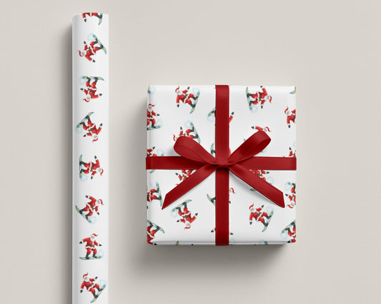 Snowboarding Santa Wrapping Paper