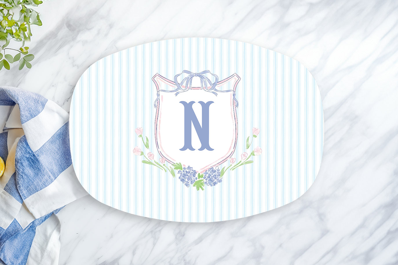 Personalized Floral Monogram Platter