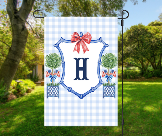 Patriotic Monogram Garden Flag with Topiary
