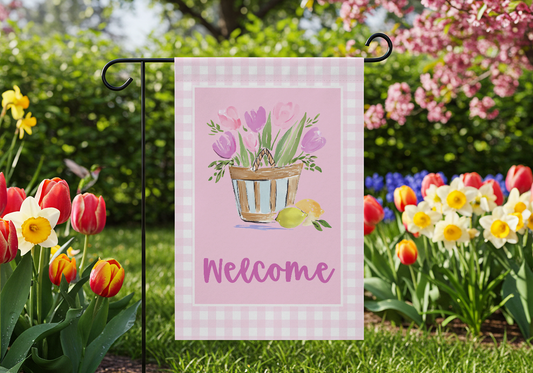 Tulips and Lemons Welcome Garden Flag