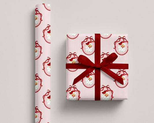 Pink Vintage Santa Wrapping Paper