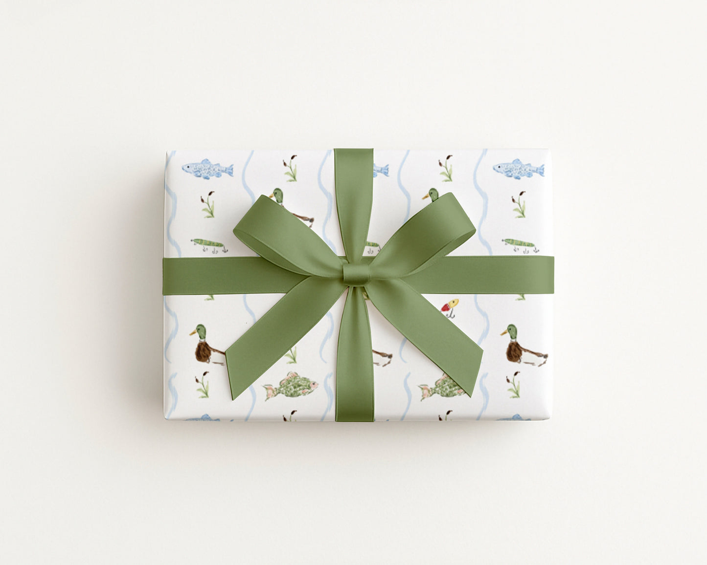 Watercolor Ducks and Fish Wrapping Paper