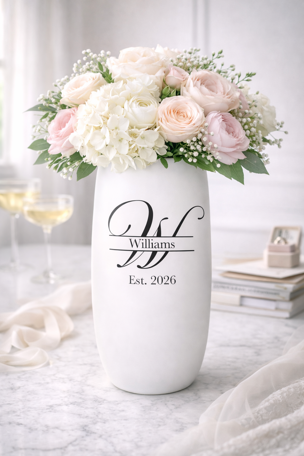 Monogrammed Porcelain Vase Wedding Gift