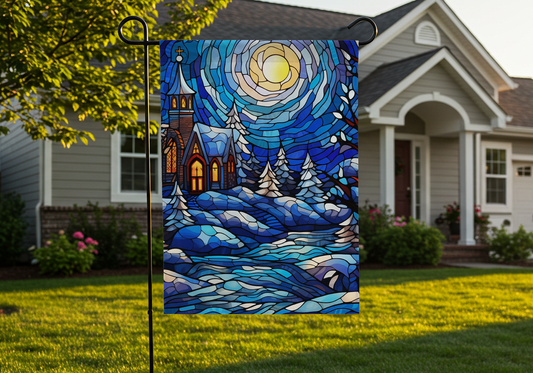 Winter Stained Glass Garden Flag