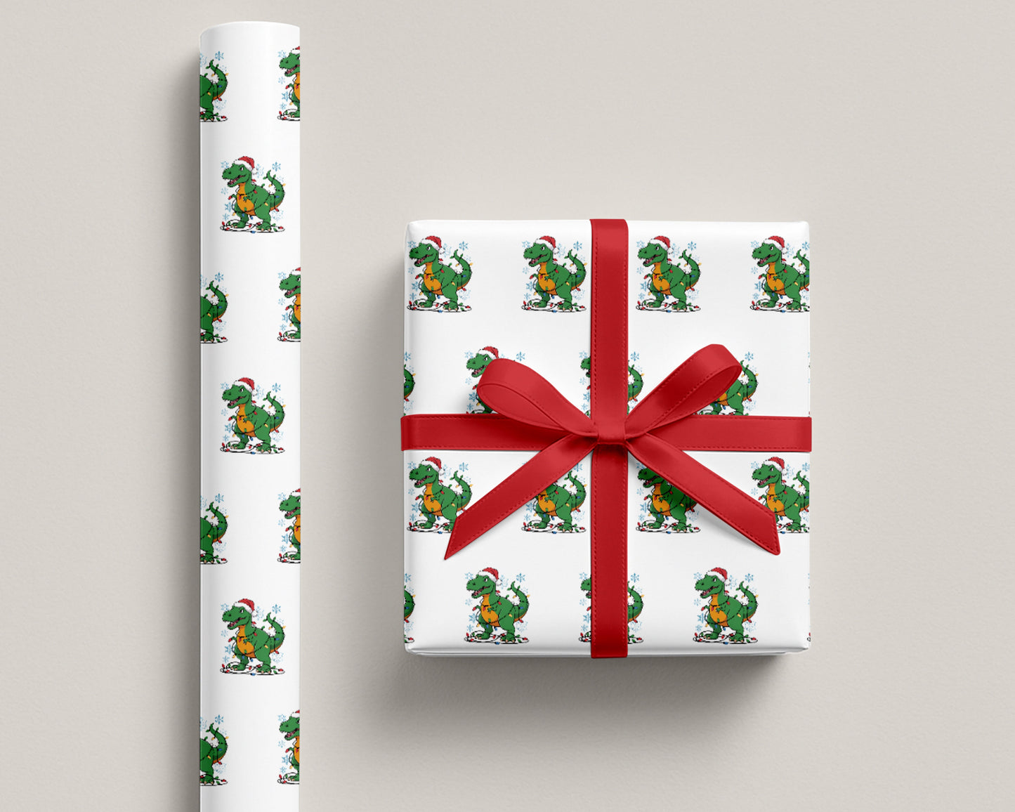 Christmas Dinosaur Wrapping Paper